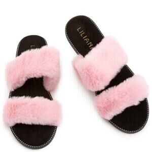 Lilianas Shoes MINXX-1 2 BAND FUR SANDALS Women – Pink Sz 10W